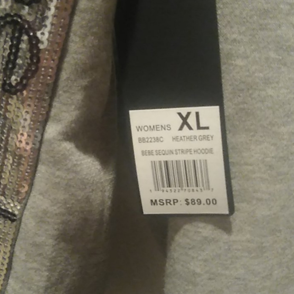 NWT Bebe Sport Heather Grey Hoodie - Picture 6 of 10